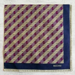 Moschino Purple and Gold Patterned Pocket Square cotton